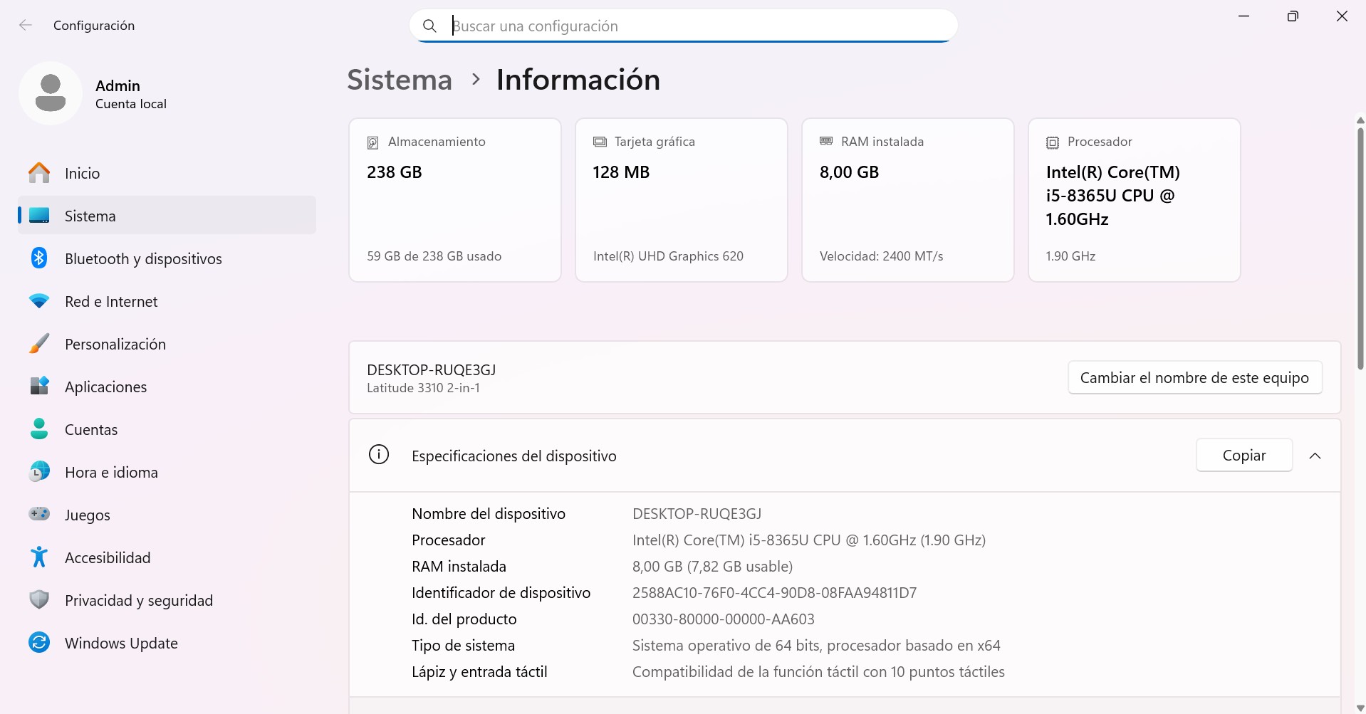 Portátil Convertible - Dell Latitude 3310 2 en 1 13,3″ FHD i5-8265U (7166) - Imagen 10