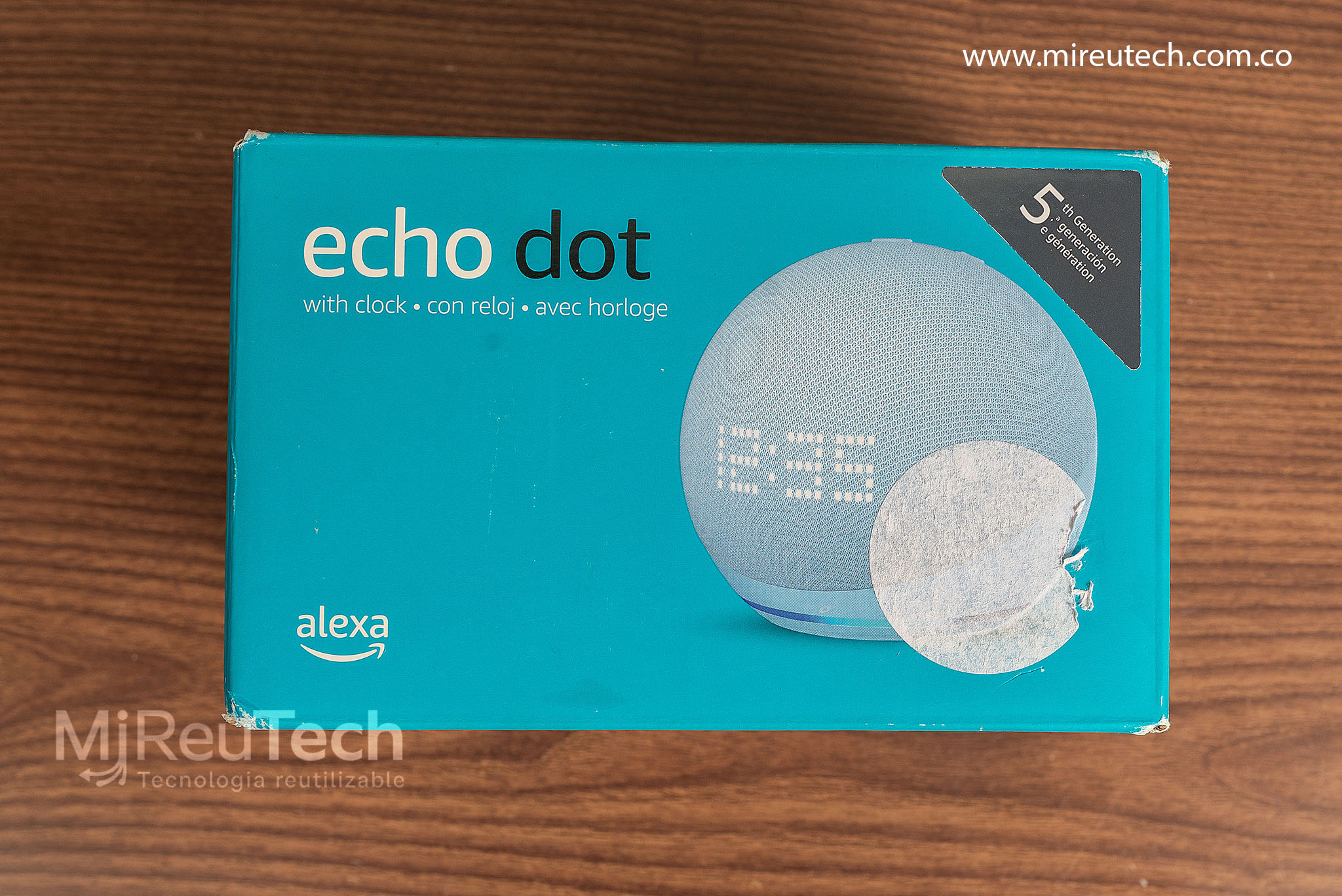 Amazon Echo Dot 5ª Generación con Reloj | Alexa Inteligente | Color Blanco (7233)