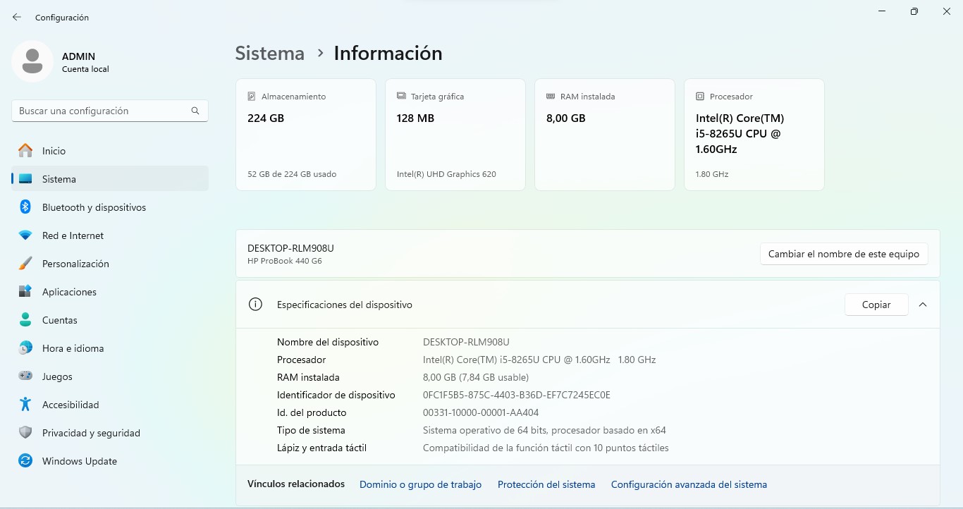 Portátil HP ProBook 440 G6 | Táctil | Core i5 8ª Gen | 8GB RAM | 256GB SSD (7289) - Imagen 11